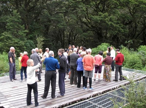 The wedding celebration at Pompolona Lodge on New Zealand's Milford Track.